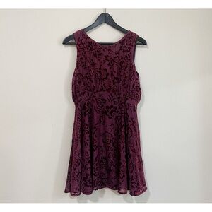 Free People Deep Red Floral Mini Dress
